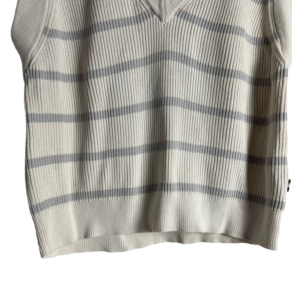 BOSS Hugo Relaxed Fit Cotton Silk Striped V-Neck Sleeveless Vest Sweater Size XL - Picture 12 of 13